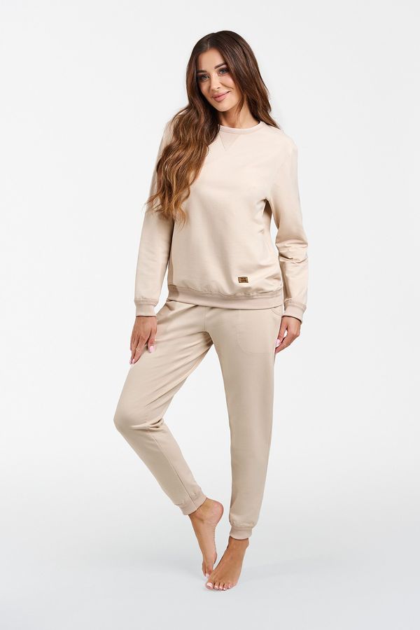 Italian Fashion Panama set women's long sleeves, long pants - beige