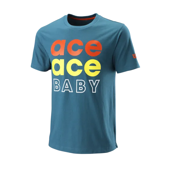 Wilson Pánské tričko Wilson  Ace Ace Baby Tech Tee Blue Coral XL