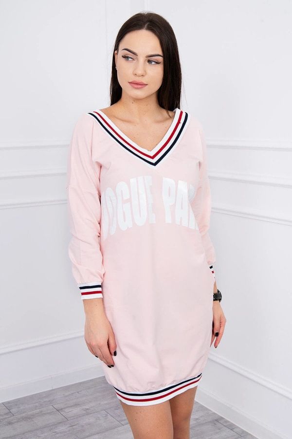 Kesi Paris Powder Pink Dress with V-Neck