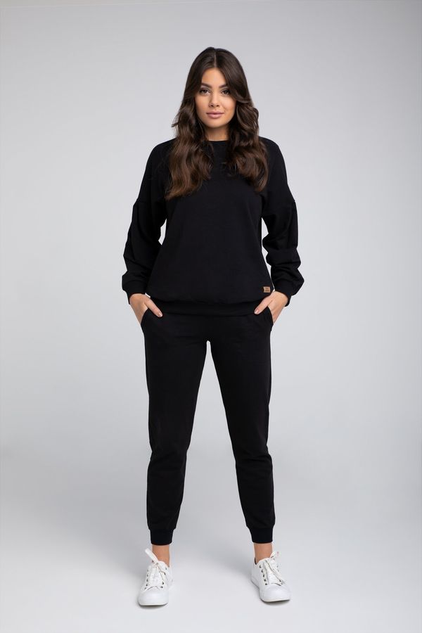 Italian Fashion Parma women's long sleeve set, long pants - black