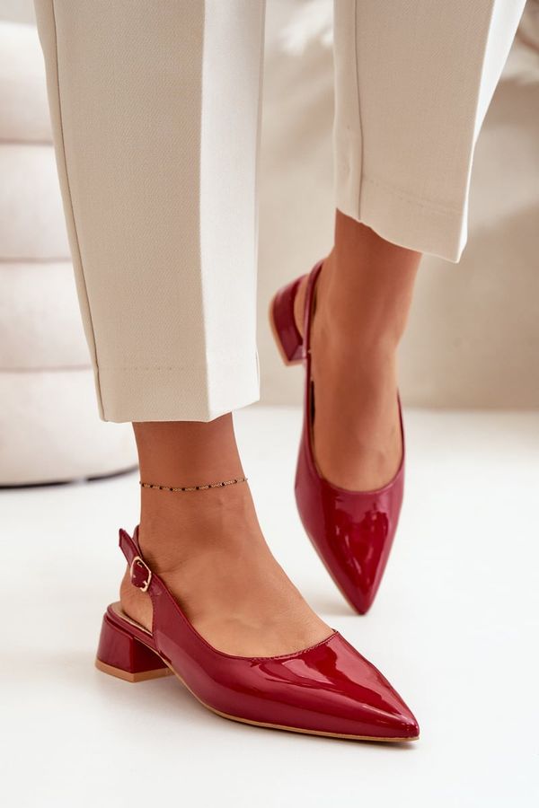 Kesi Patent leather ballerinas with low heels with pointed noses burgundy Anarinne