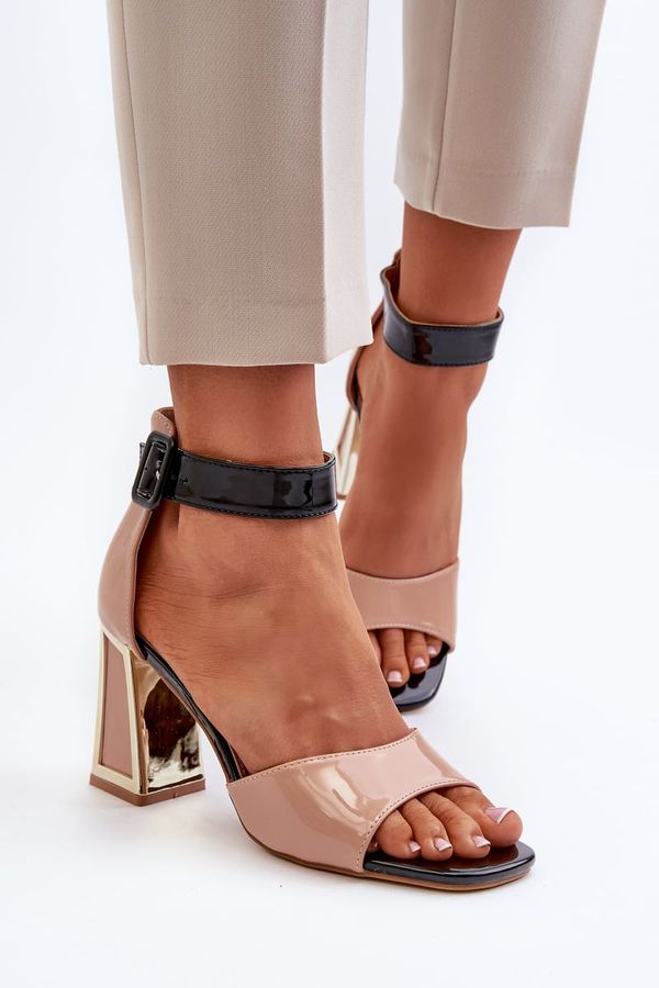 Kesi Patent leather high-heeled sandals, Adrianu Beige