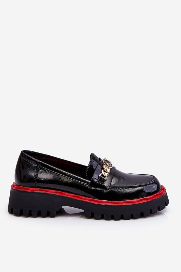 Kesi Patent leather loafers on the Black Ronin platform