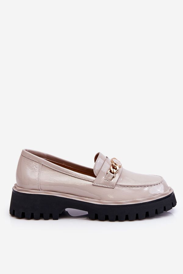 S. BARSKI Patent leather platform loafers Light grey Ronin