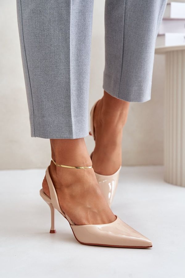 Kesi Patent leather pumps with open heel beige Emmizola