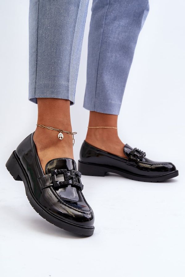 Kesi Patent leather women's loafers with S.Barski decoration