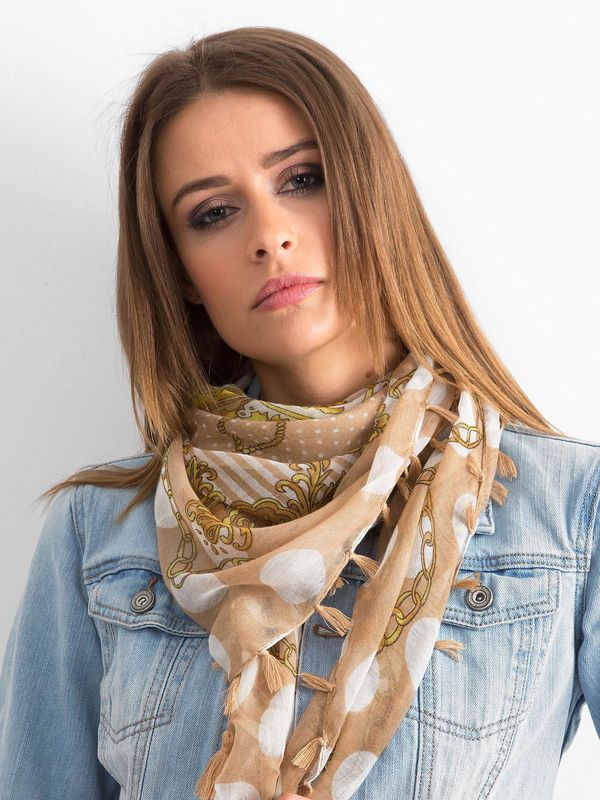 Fashionhunters Patterned beige scarf