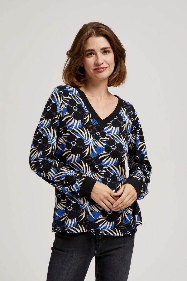 Moodo Patterned blouse with V-neck