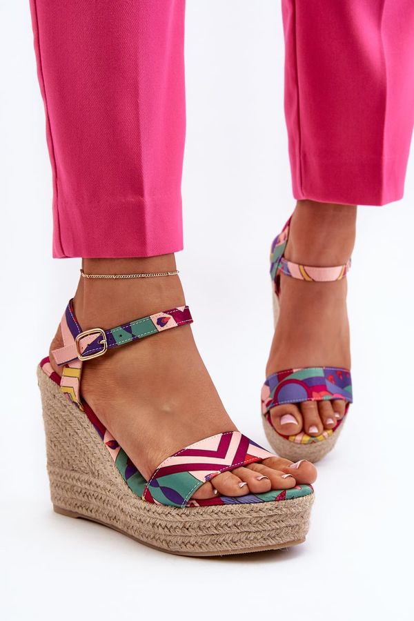 Kesi Patterned wedge sandals made of knitted multi-colored Anihazra