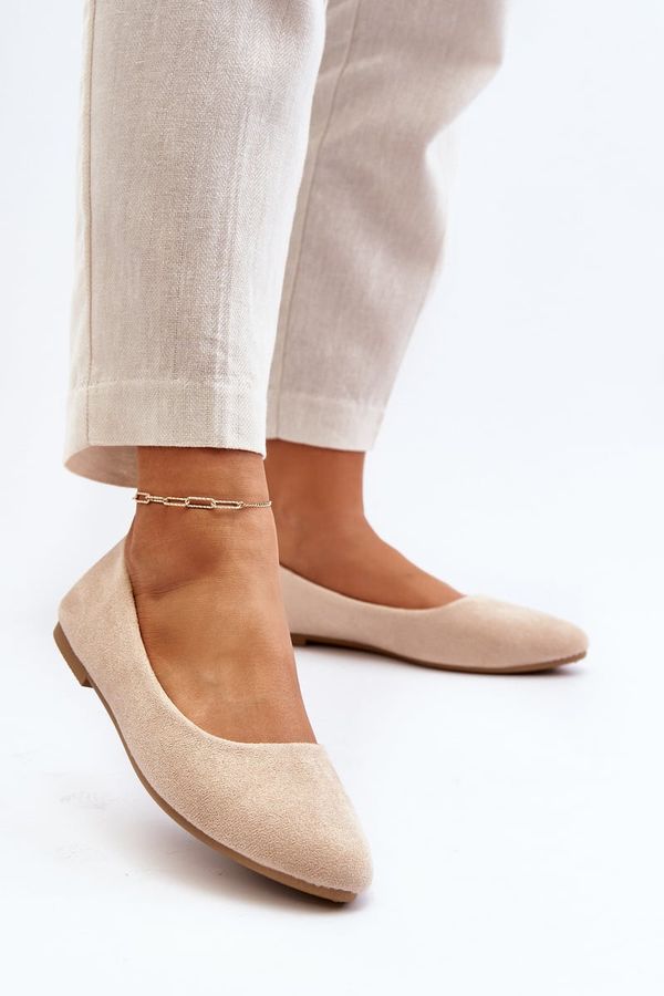 PE1 PE1 Beige Women's Suede Ballerina Flats Kommia