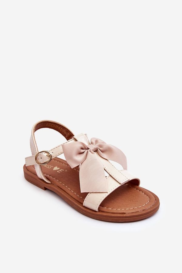 PE1 PE1 Children's Lacquered Sandals With A Bow Beige Netina