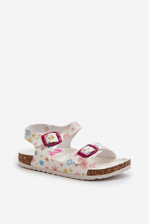 PE1 PE1 Children's Sandals with Flowers and Buckles White Memoria