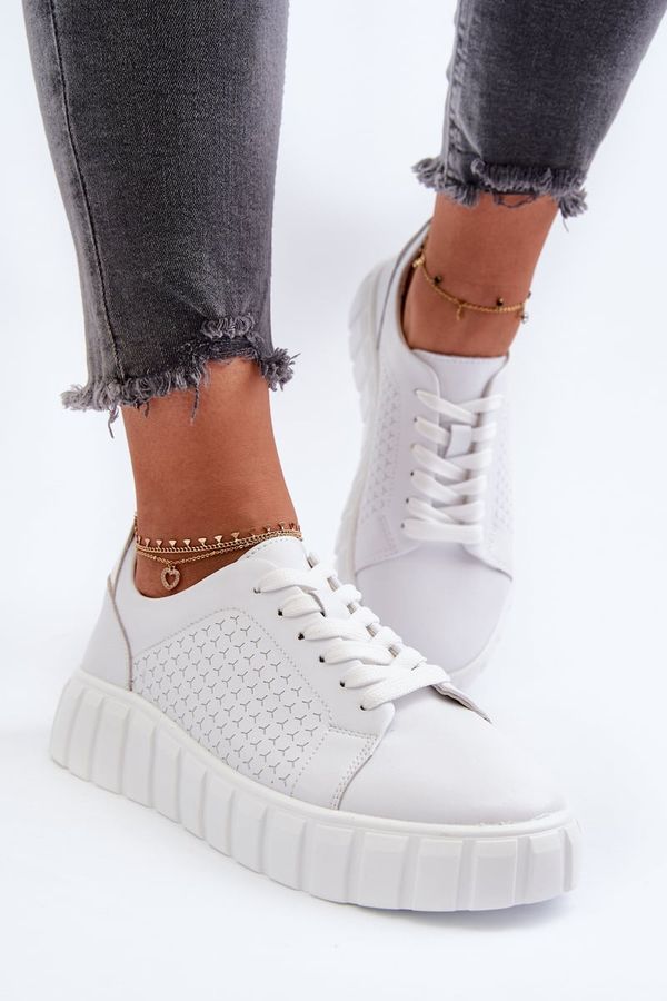 PE1 PE1 White Women's Leather Platform Sneakers Eselmarie