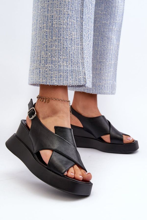 PE2 PE2 Women's Black Platform and Wedge Sandals in Eco Leather Vaiara