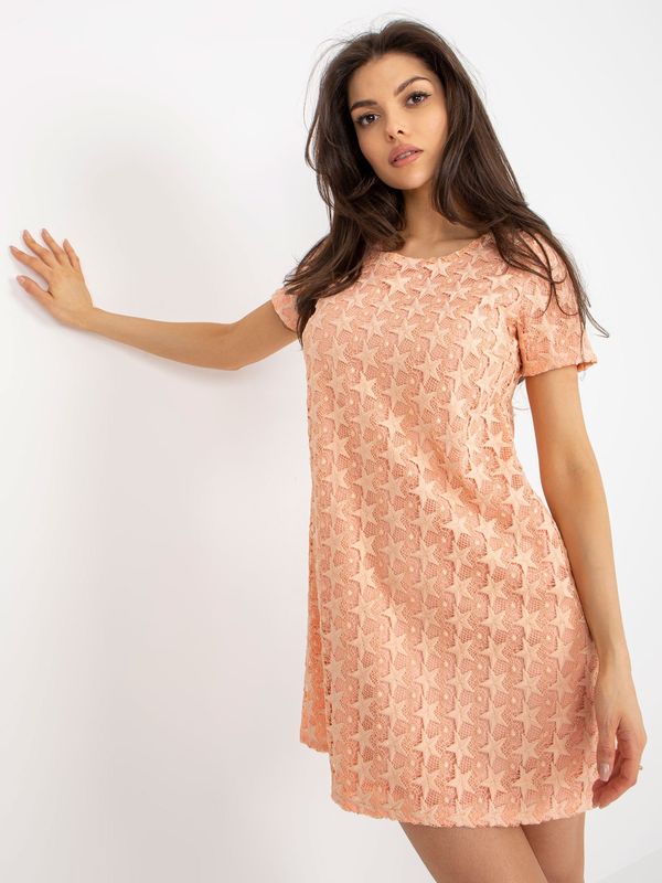 Fashionhunters Peach openwork cocktail dress