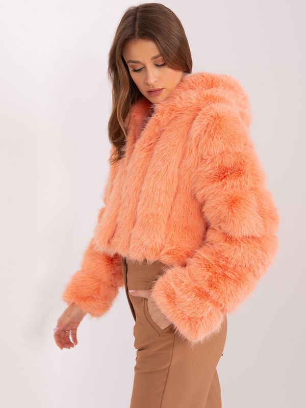 Fashionhunters Peach transitional jacket made of eco-fur