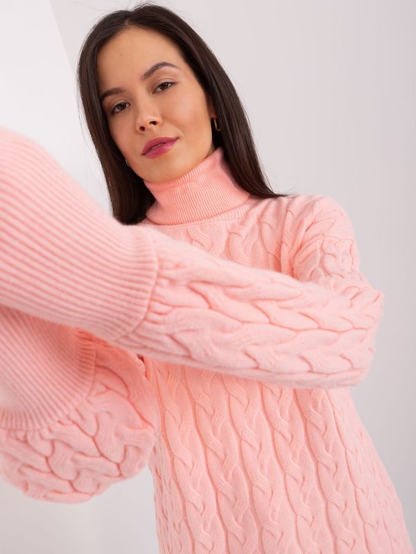 Fashionhunters Peach turtleneck with cuffs