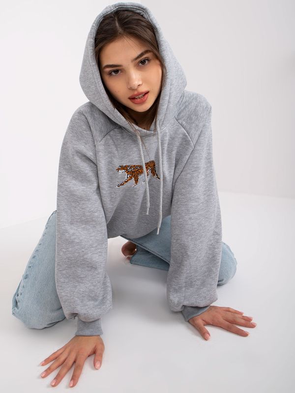 Fashionhunters Peggy Grey Melange Women's Hoodie