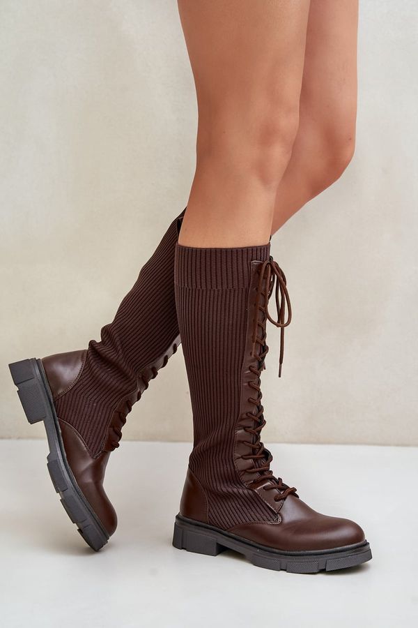 PH2 PH2 Laced Boots With Elastic Shaft Brown Vamilena