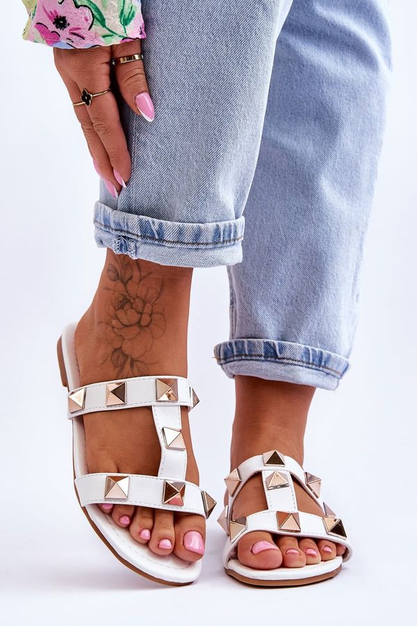 PH2 PH2 Women's Slippers With Large Studs White Mercure