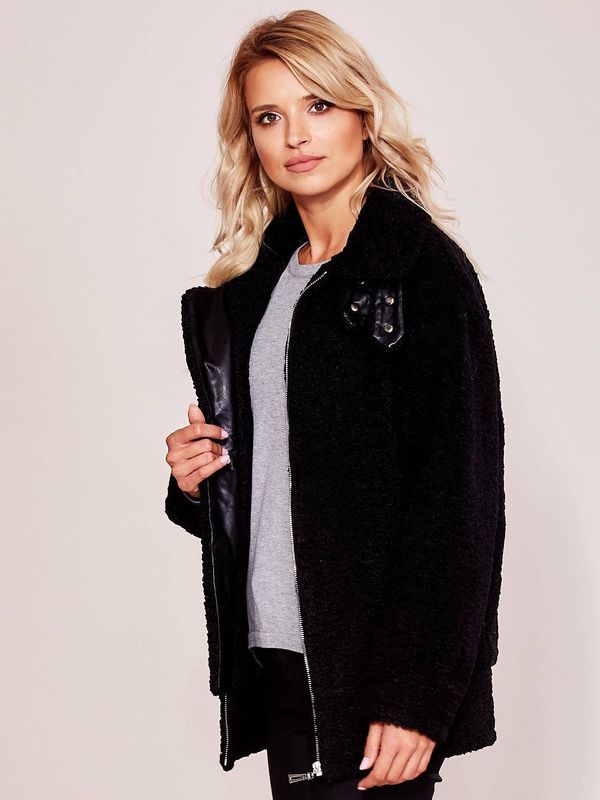 Yups Pilot jacket with sheepskin coat black