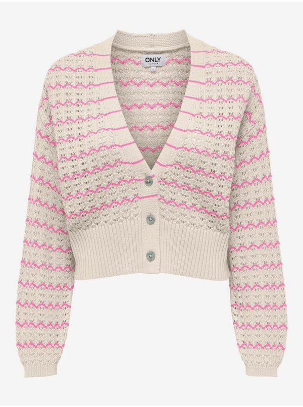 Only Pink and beige women's striped cardigan ONLY Asa