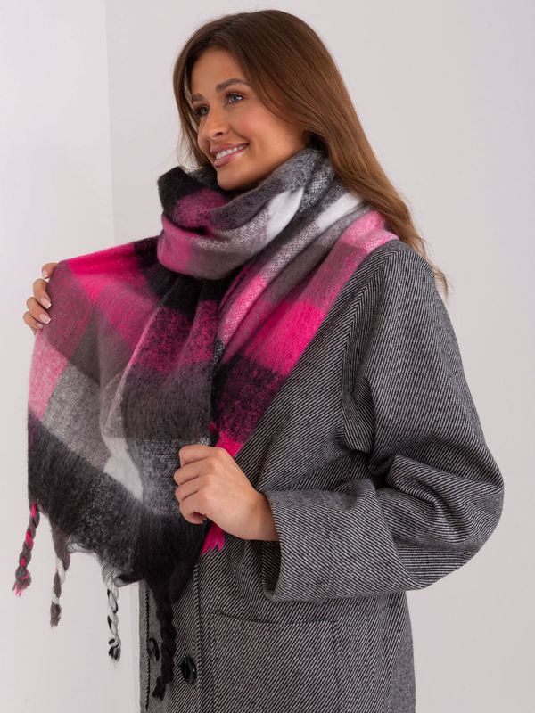 Fashionhunters Pink and black long women's scarf