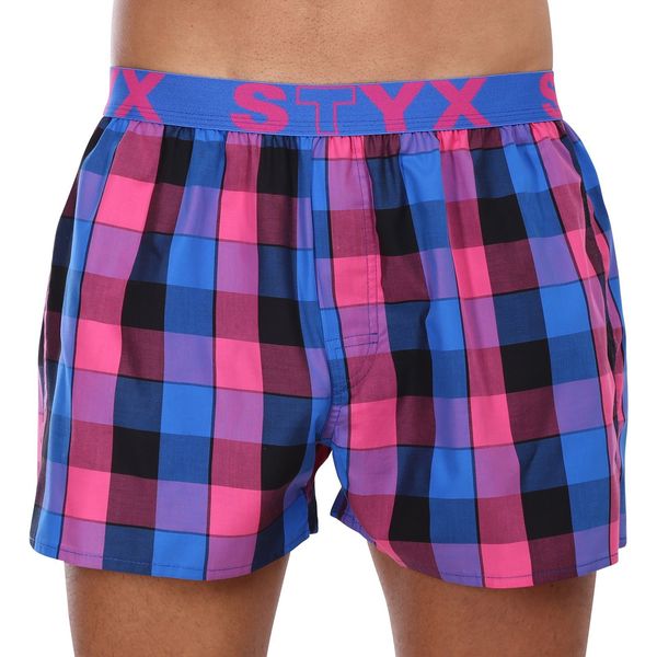 STYX Pink and blue men's plaid boxer shorts Styx