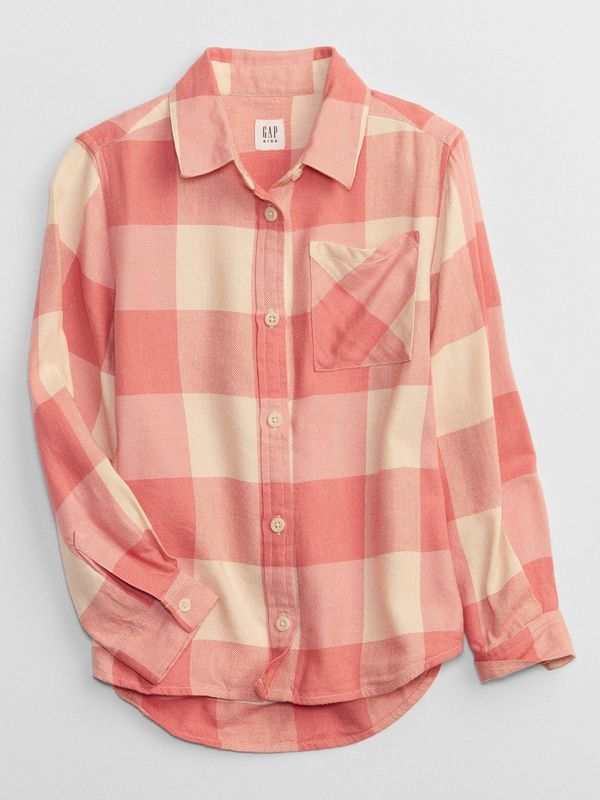 GAP Pink and cream girls' plaid flannel shirt GAP