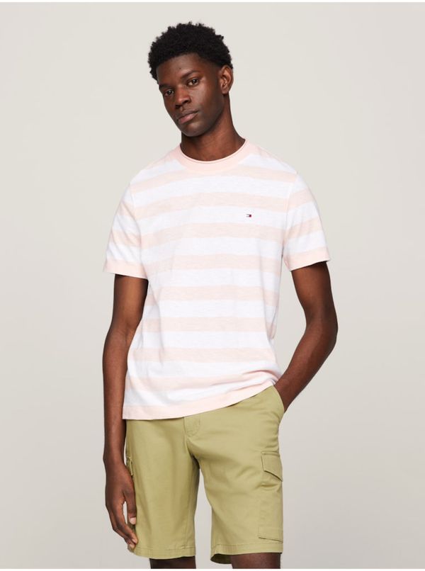 Tommy Hilfiger Pink and white men's striped T-shirt Tommy Hilfiger - Men