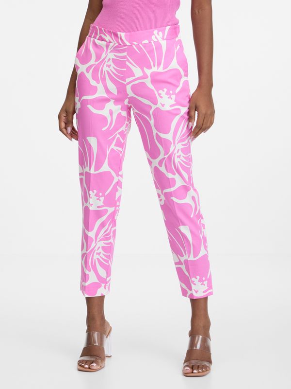 Orsay Pink and white women's patterned trousers ORSAY
