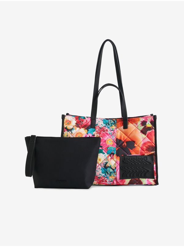 DESIGUAL Pink-Black Ladies Flowered Handbag 2in1 Desigual Lilo Hanover - Ladies