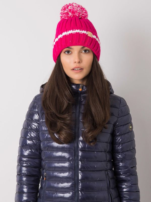 Fashionhunters Pink cap with pompom