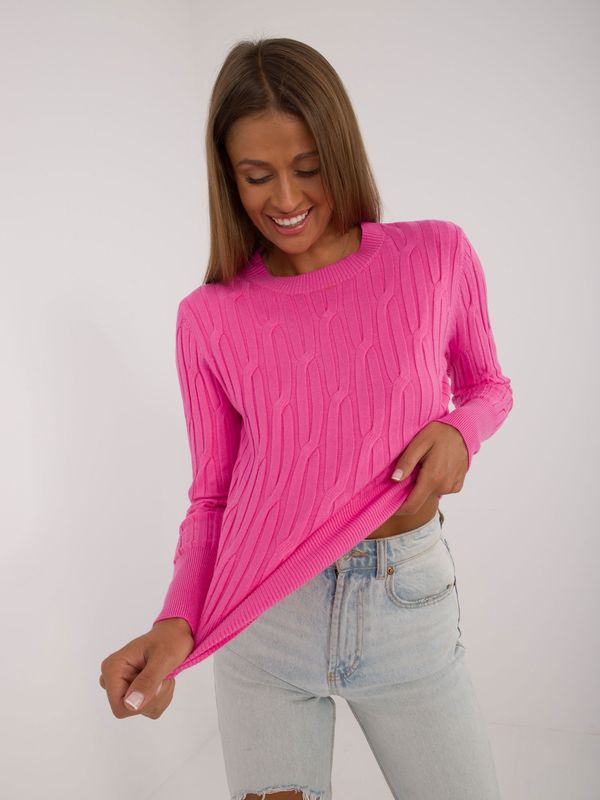 Fashionhunters Pink classic sweater with long sleeves