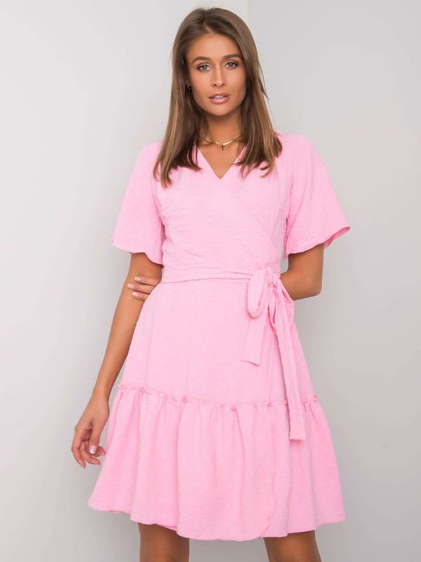 Fashionhunters Pink dress with tie