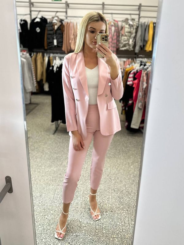 LIVIEN Pink extended jacket with imitation pockets LIVIEN