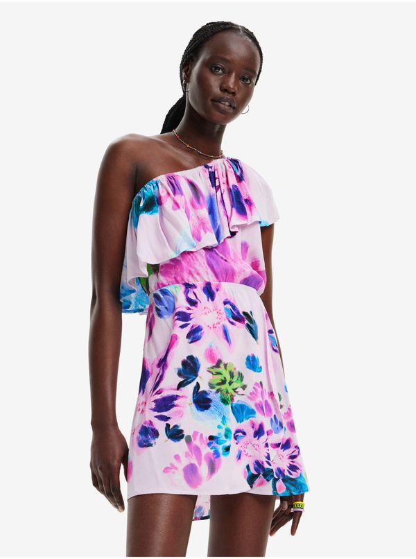 DESIGUAL Pink floral dress on one shoulder Desigual Jan-Lacroix - Women