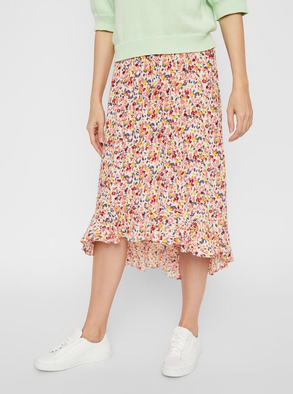 Pieces Pink Floral Midi Skirt Pieces Mayrin - Women