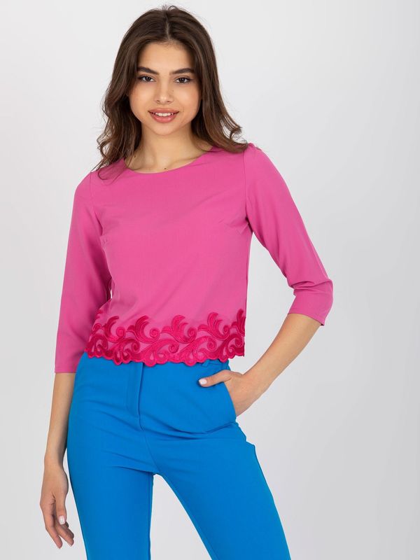 Fashionhunters Pink formal blouse with decorative trim