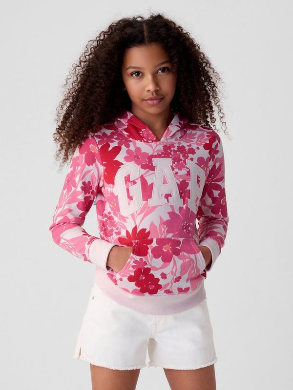 GAP Pink girls' patterned sweatshirt with GAP logo