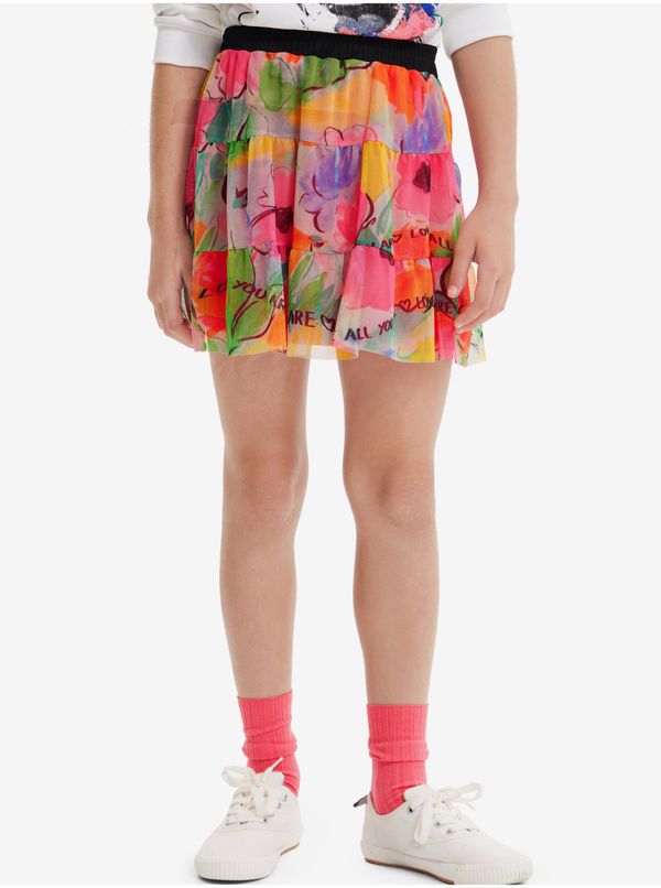 DESIGUAL Pink Girly Flowered Skirt Desigual Flowers - Girls