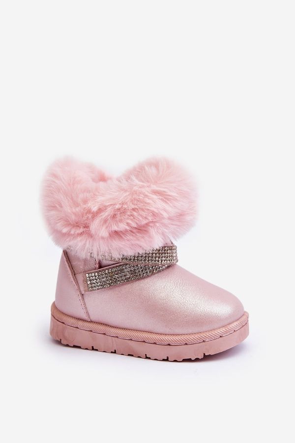 Kesi Pink Hollee children's snow boots with cubic zirconia
