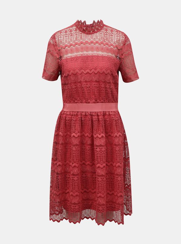 Vila Pink lace dress with stand-up collar VILA Nelly - Ladies
