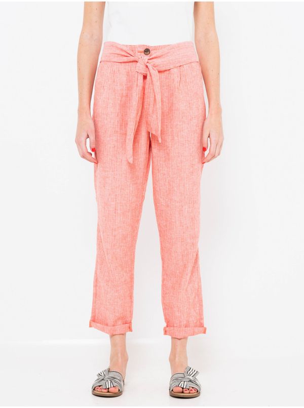 CAMAIEU Pink linen shortened trousers CAMAIEU - Women