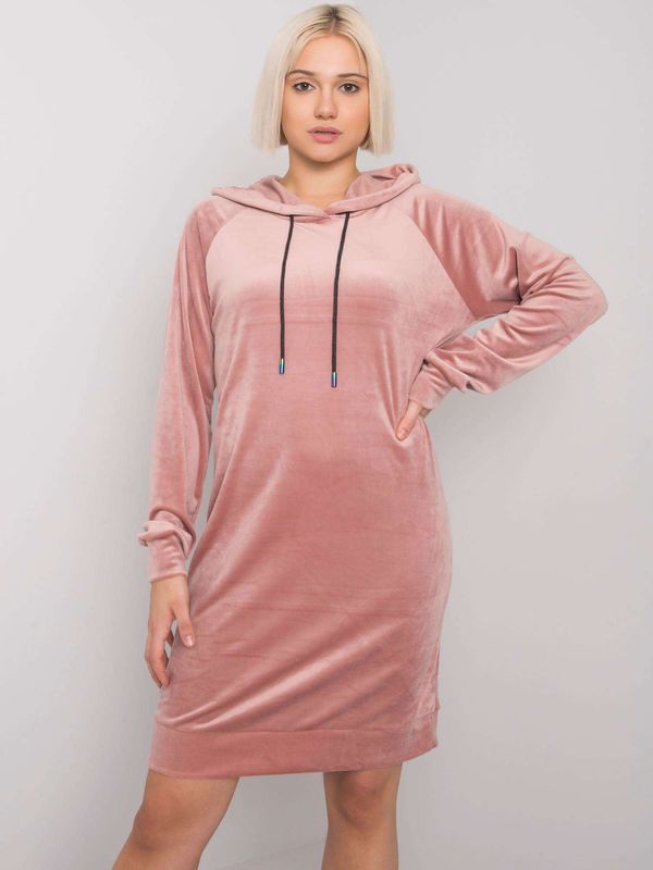 Fashionhunters Pink velor dress with hood by Messina