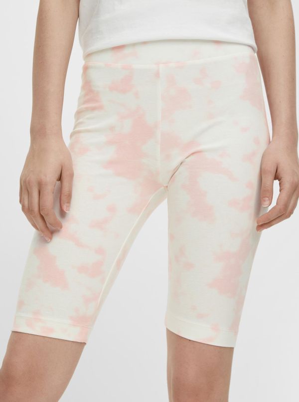 Pieces Pink-White Patterned Short Leggings Pieces Tabbi - Women's