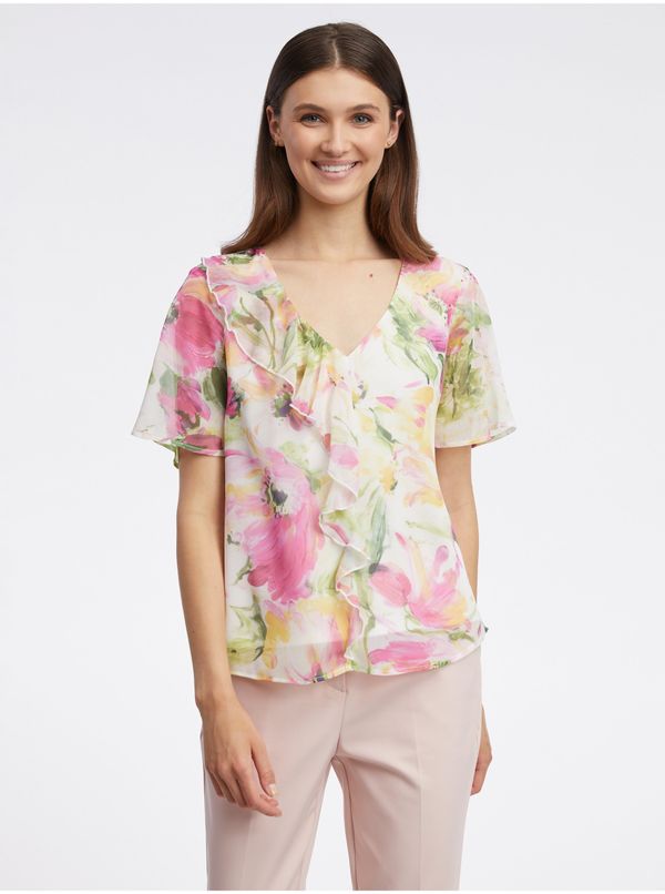 Orsay Pink-white women's floral blouse ORSAY - Ladies