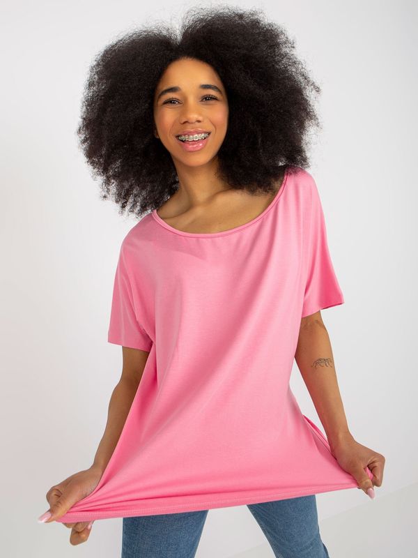 Fashionhunters Pink Women's Basic Blouse Oversize