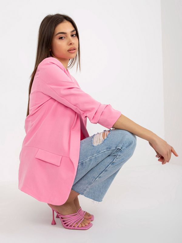Fashionhunters Pink Women's Jacket with 3/4 Sleeves by Adele