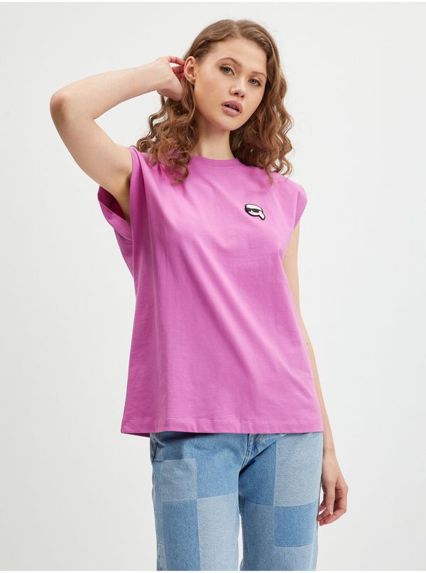 Karl Lagerfeld Pink Women's T-Shirt KARL LAGERFELD Ikonik - Women